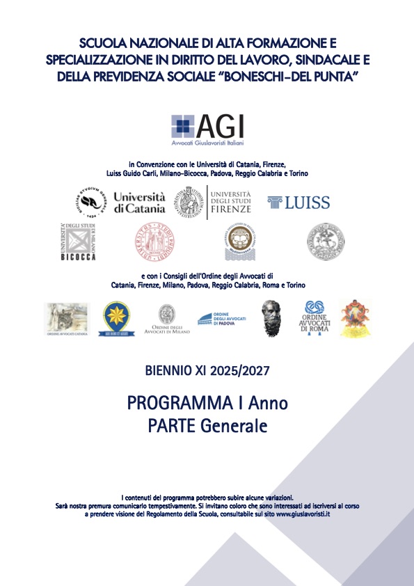 Corso biennale di specializzazione in Diritto del lavoro e della previdenza sociale